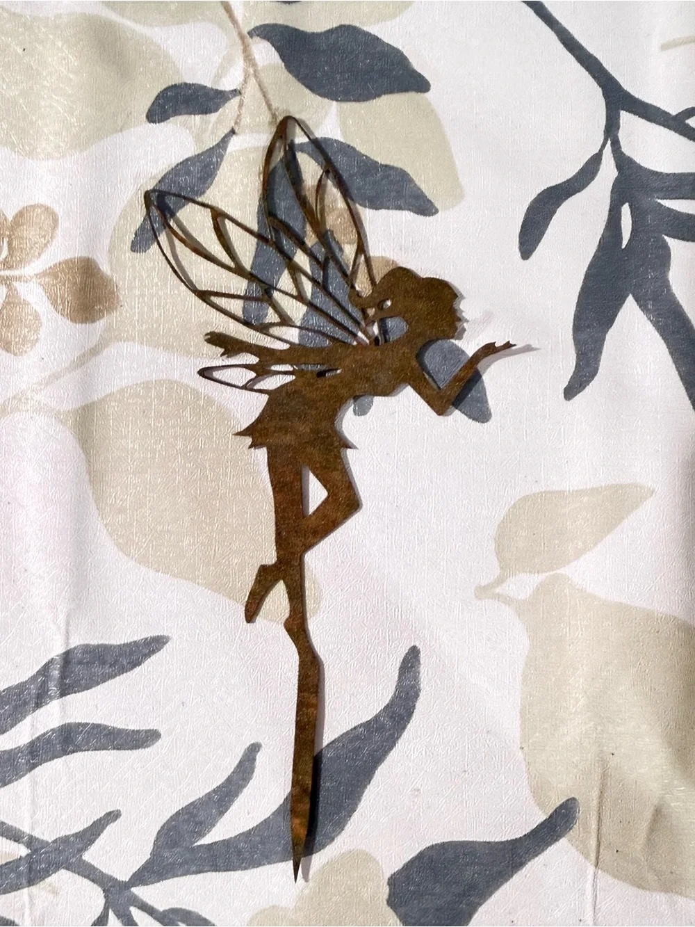 Rust Metal Fairy Garden Stake - Silhouette Accent